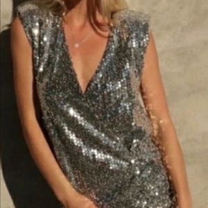 Zara draped sequin silver shirt dress 😃